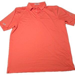 MENS STRAIGHT DOWN PERFORMANCE SHORT SLEEVE ORANGE POLO GOLF SHIRT SIZE L LARGE
